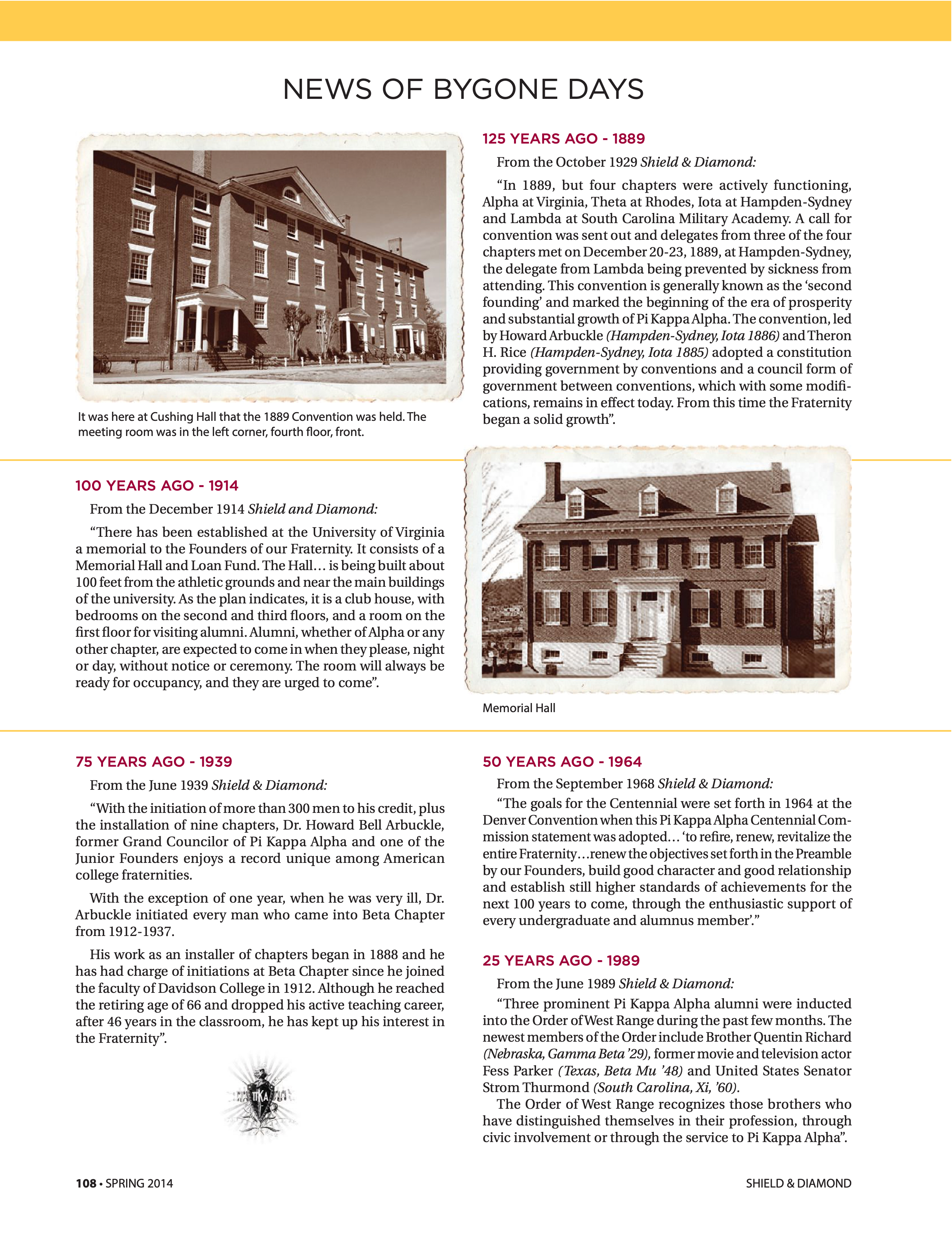 News of Bygone Days, Spring 2014